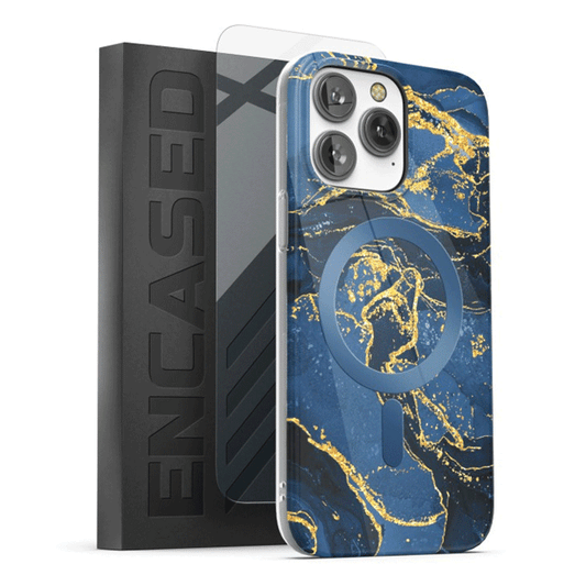 Encased Lexion MagSafe Case with Screen Protector iPhone 14 Pro Max - Blue Marble
