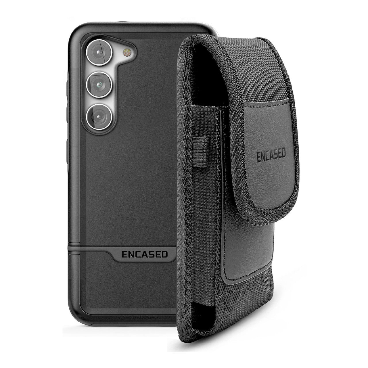 Encased Rebel Case Samsung Galaxy S23 with Pouch - Black