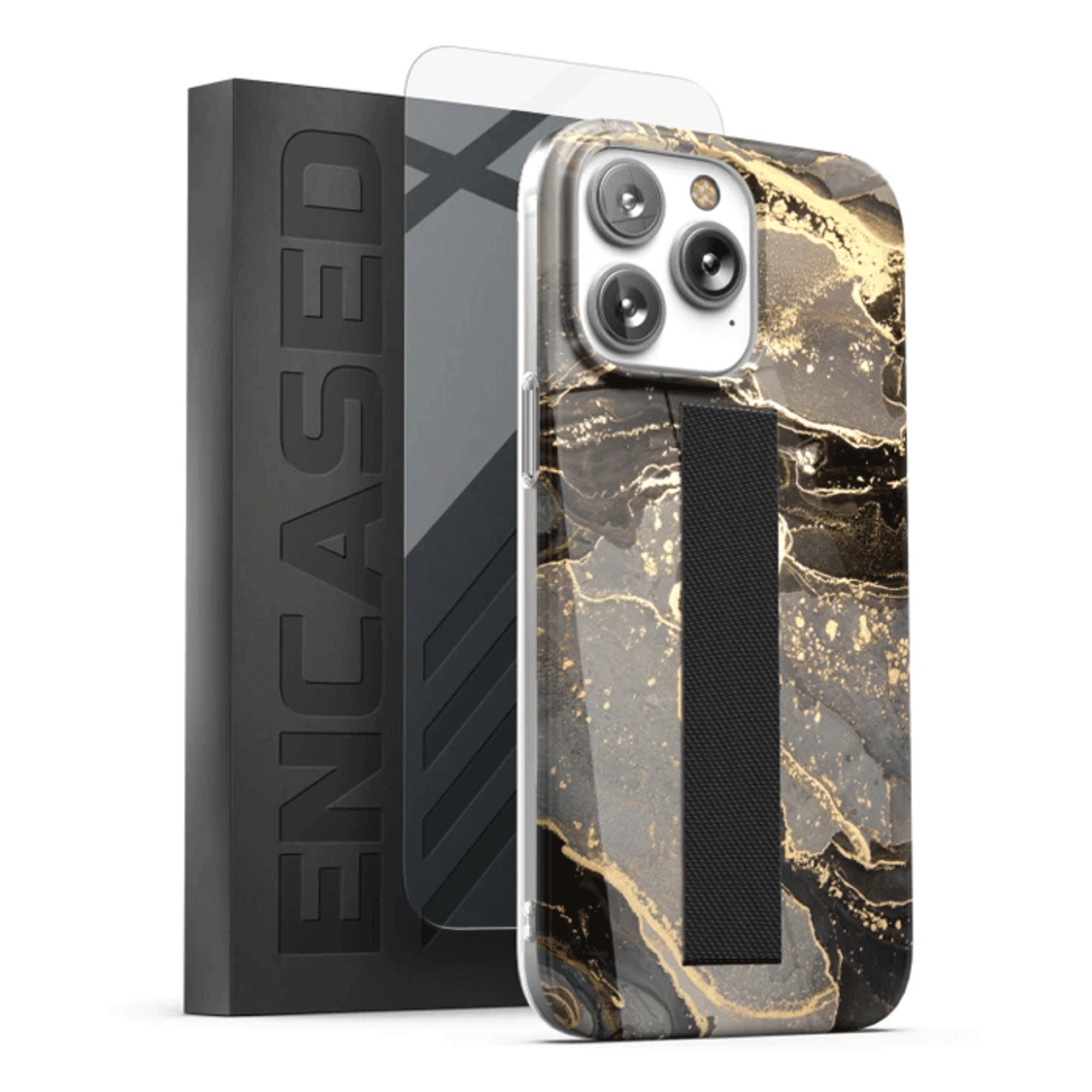Encased Loop Case with Screen Protector iPhone 14 Pro Max - Black Marble