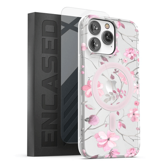 Encased Lexion MagSafe Case with Screen Protector iPhone 14 Pro - Pink Flowers