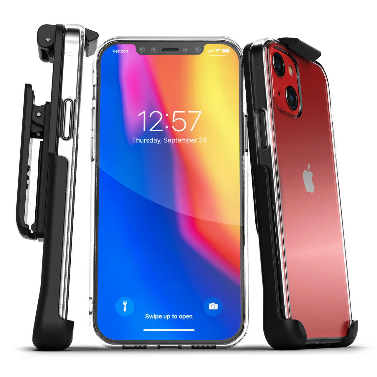 Encased Clear Back Case iPhone 13 with Belt Clip Holster - Clear