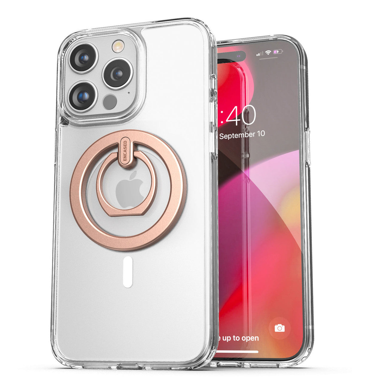 Encased Magsafe Clear Case iPhone 15 Pro Max with MagSafe Gold Ring - Clear