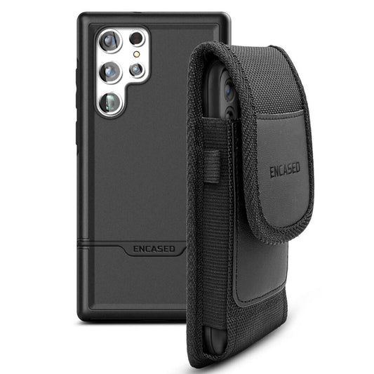Encased Rebel Case Samsung Galaxy S22 Ultra with Pouch - Black