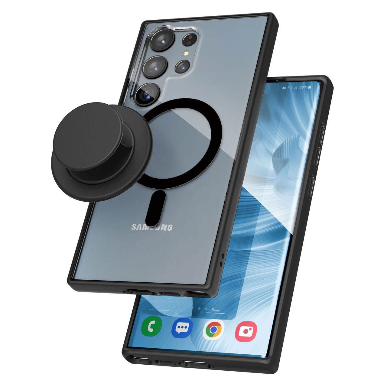 Encased Clear MagSafe Case Samsung Galaxy S23 Ultra with MagSafe Grip - Black