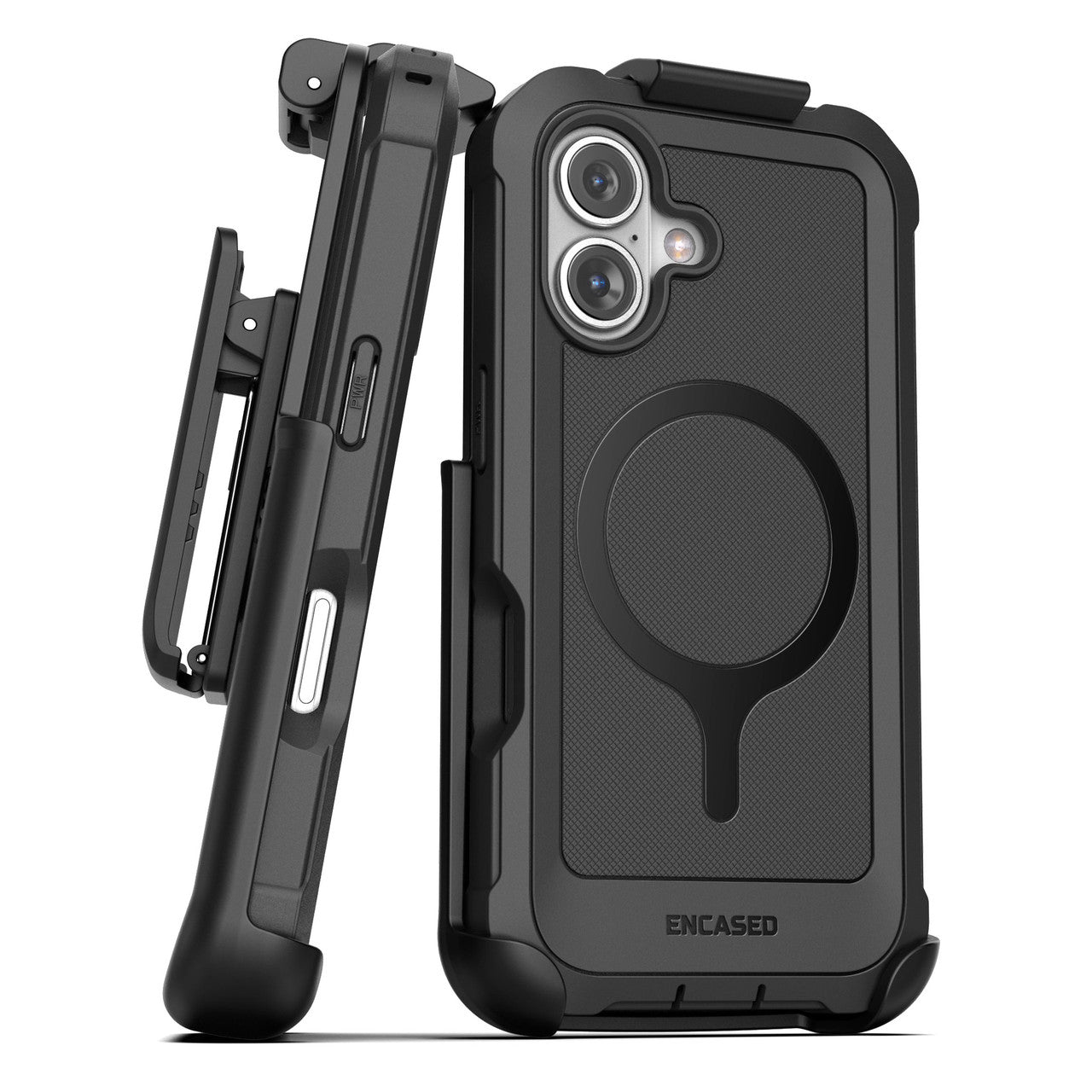 Encased Falcon Shield Case iPhone 16 Plus with Belt Clip Holster - Black