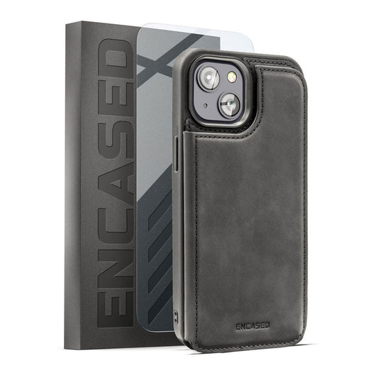 Encased Flipback Wallet Case with Screen Protector iPhone 14 - Black