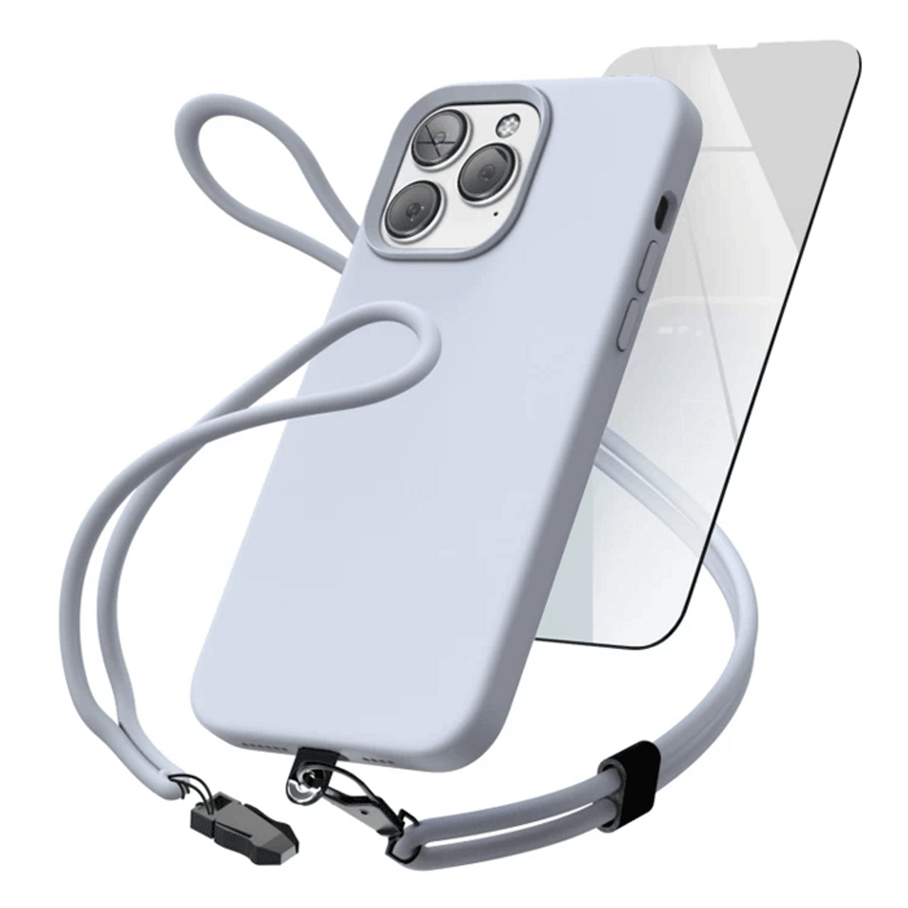 Encased Silicone Case iPhone 14 Pro Max with Neck and Wrist Strap - Lavender