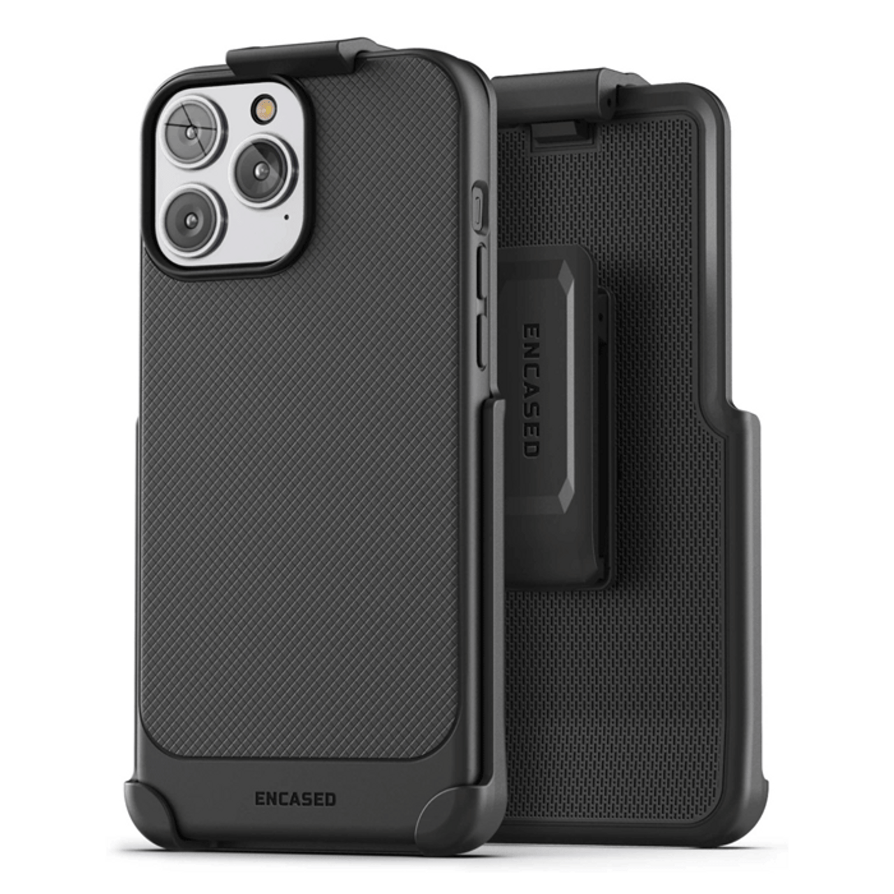 Encased Thin Armor Case iPhone 14 Pro Max with Belt Clip Holster - Black