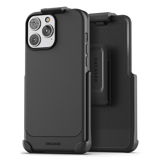 Encased Thin Armor Case iPhone 14 Pro Max with Belt Clip Holster - Black