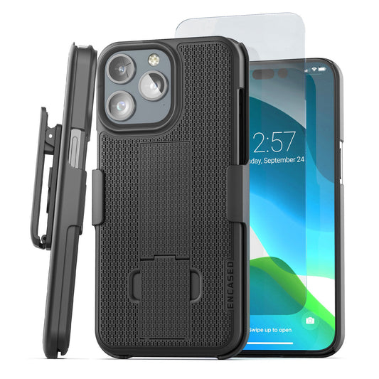 Encased Duraclip with Belt Clip Holster iPhone 15 Pro - Black