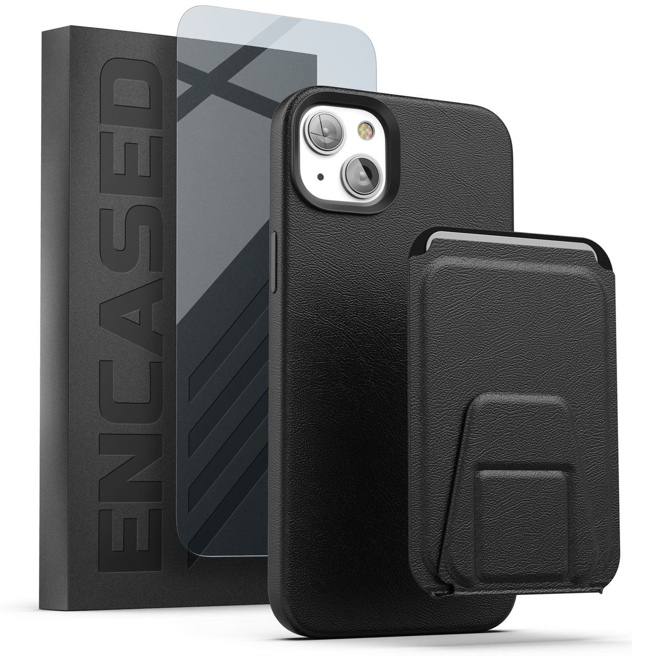 Encased Artura Leather MagSafe Case and Wallet iPhone 14 Plus - Black