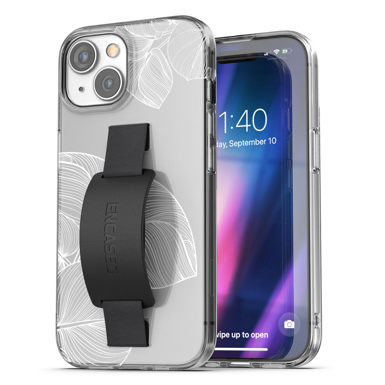 Encased Hand Loop Case iPhone 15 - White Lace Leaf