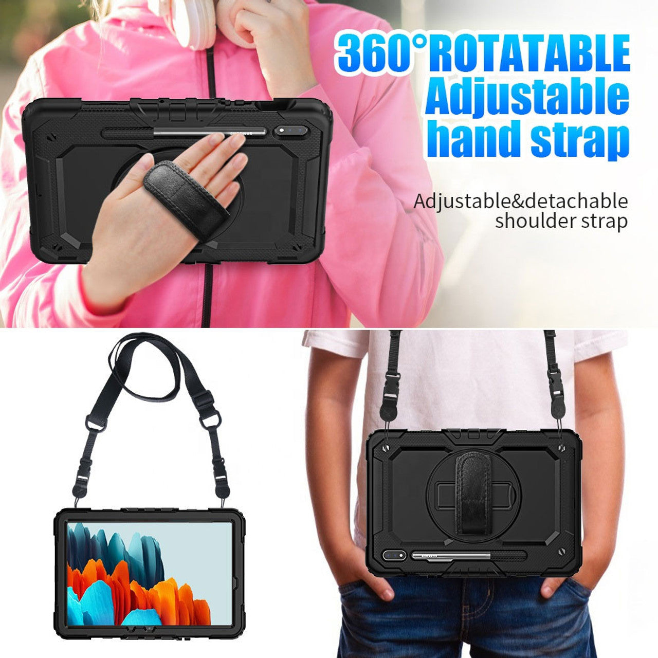 Krakatoo Armor Case Samsung Galaxy Tab S7 11" 2020 with Handstrap - Black