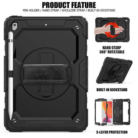 Krakatoo Armor Case iPad 10.2" 7th /8th Gen with Handstrap - Black