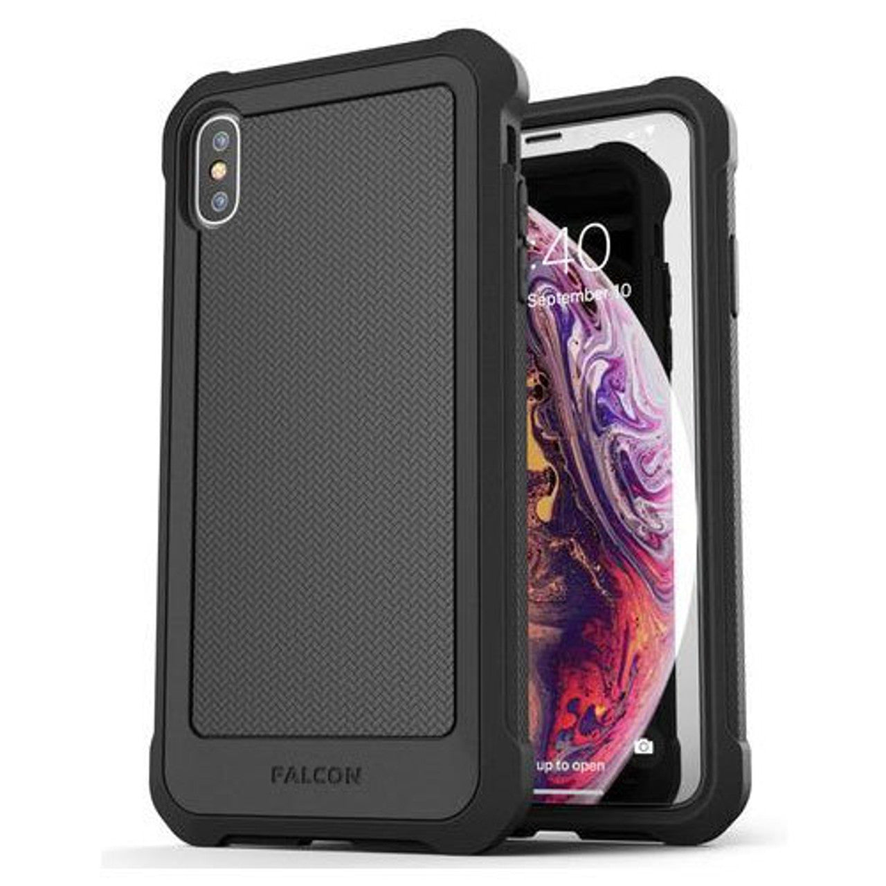 Encased Falcon Case and Tempered Glass Screen Guard iPhone Xs Max - Black