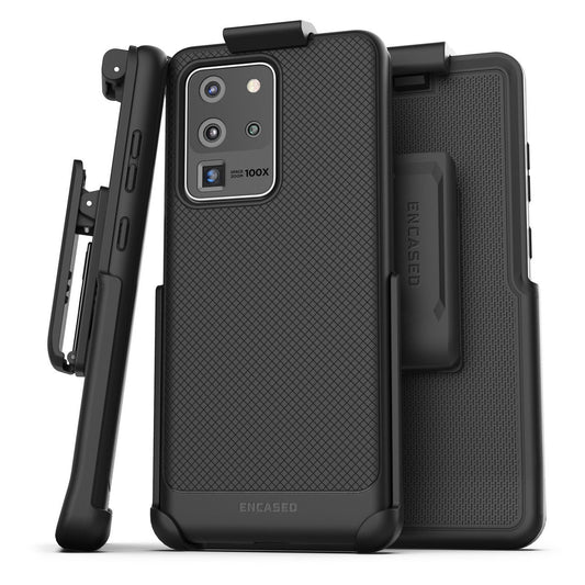 Encased Thin Armor Case Samsung Galaxy S20 Ultra with Belt Clip Holster - Black