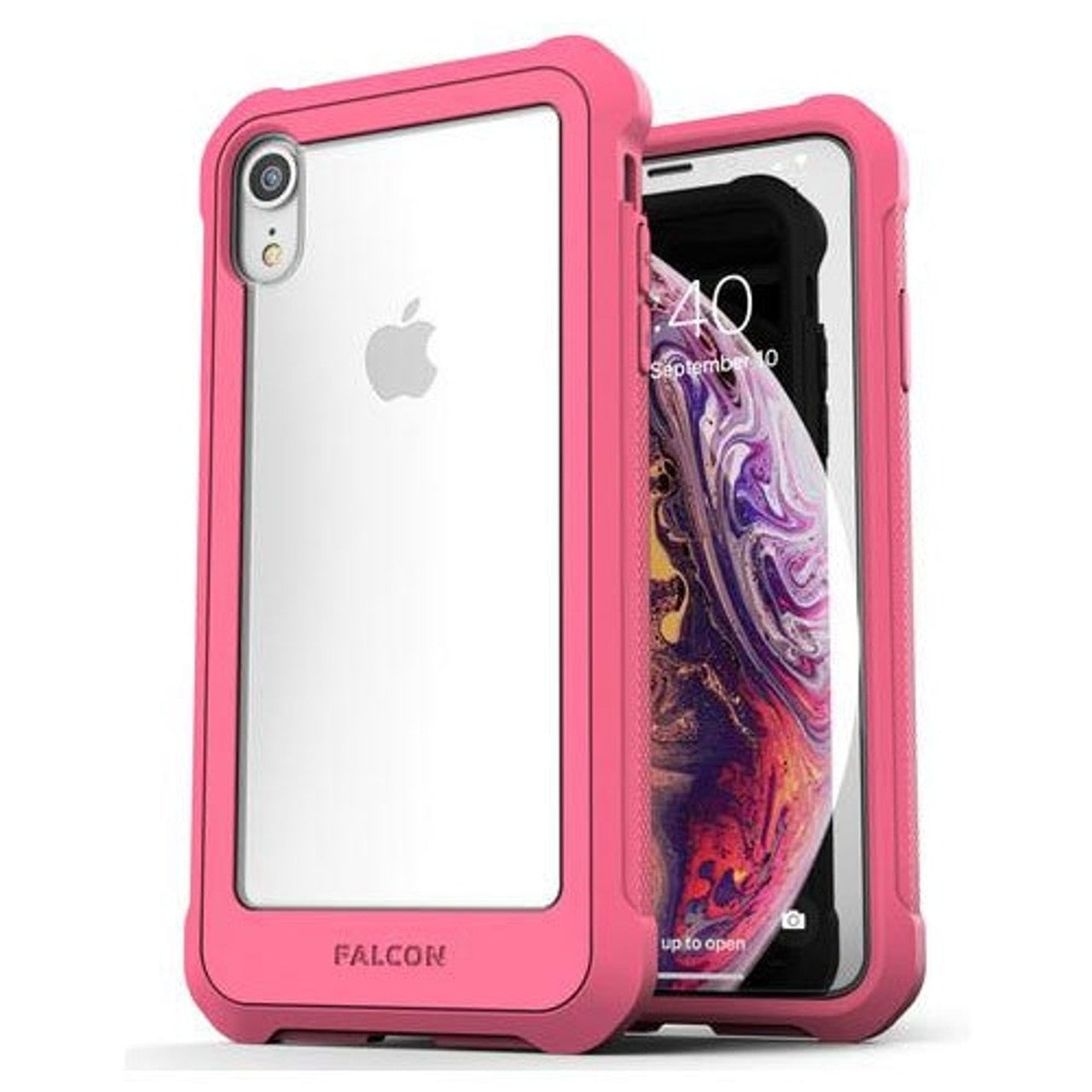 Encased Falcon Case and Tempered Glass Screen Guard iPhone XR - Pink/Clear