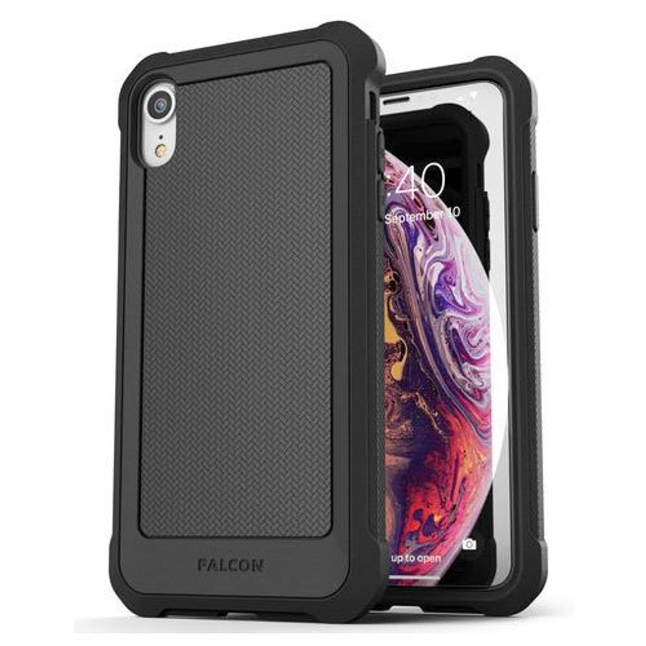 Encased Falcon Case and Tempered Glass Screen Guard iPhone XR - Black