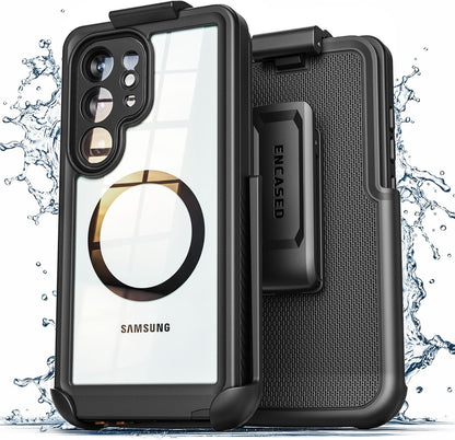Encased Titan Waterproof Case Samsung Galaxy S26 Ultra with Belt Clip Holster - Clear/Black