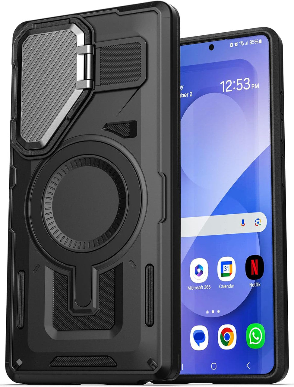 Encased Explorer Case Samsung Galaxy S25 FE with Belt Clip Holster - Black