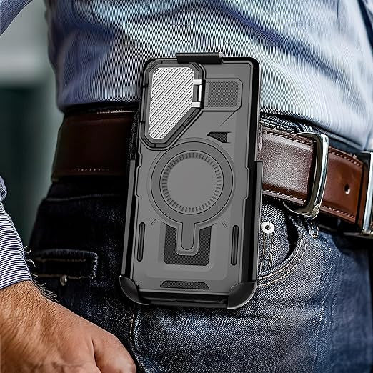 Encased Explorer Case Samsung Galaxy S25 FE with Belt Clip Holster - Black