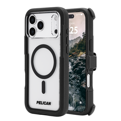 Pelican Voyager Magsafe with Holster Case iPhone 17 Pro - Black/Clear