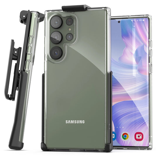 Encased Clear Back Case Samsung Galaxy S23 Ultra with Belt Clip Holster - Clear