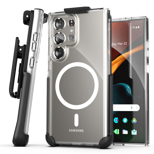 Encased Clear MagSafe Case Samsung Galaxy S24 Ultra with Belt Clip Holster - Clear