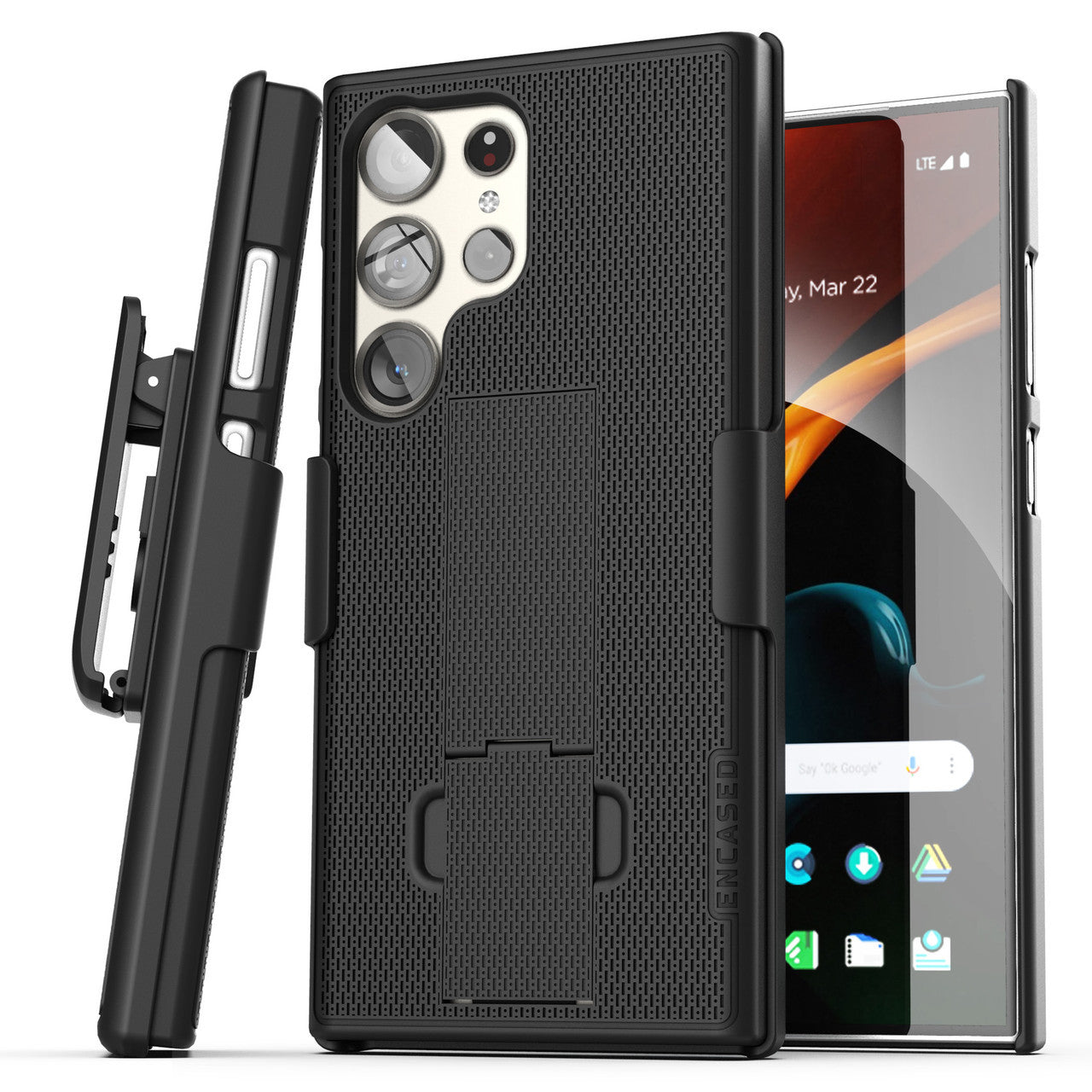 Encased Duraclip Case Samsung Galaxy S24 Ultra with Belt Clip Holster - Black