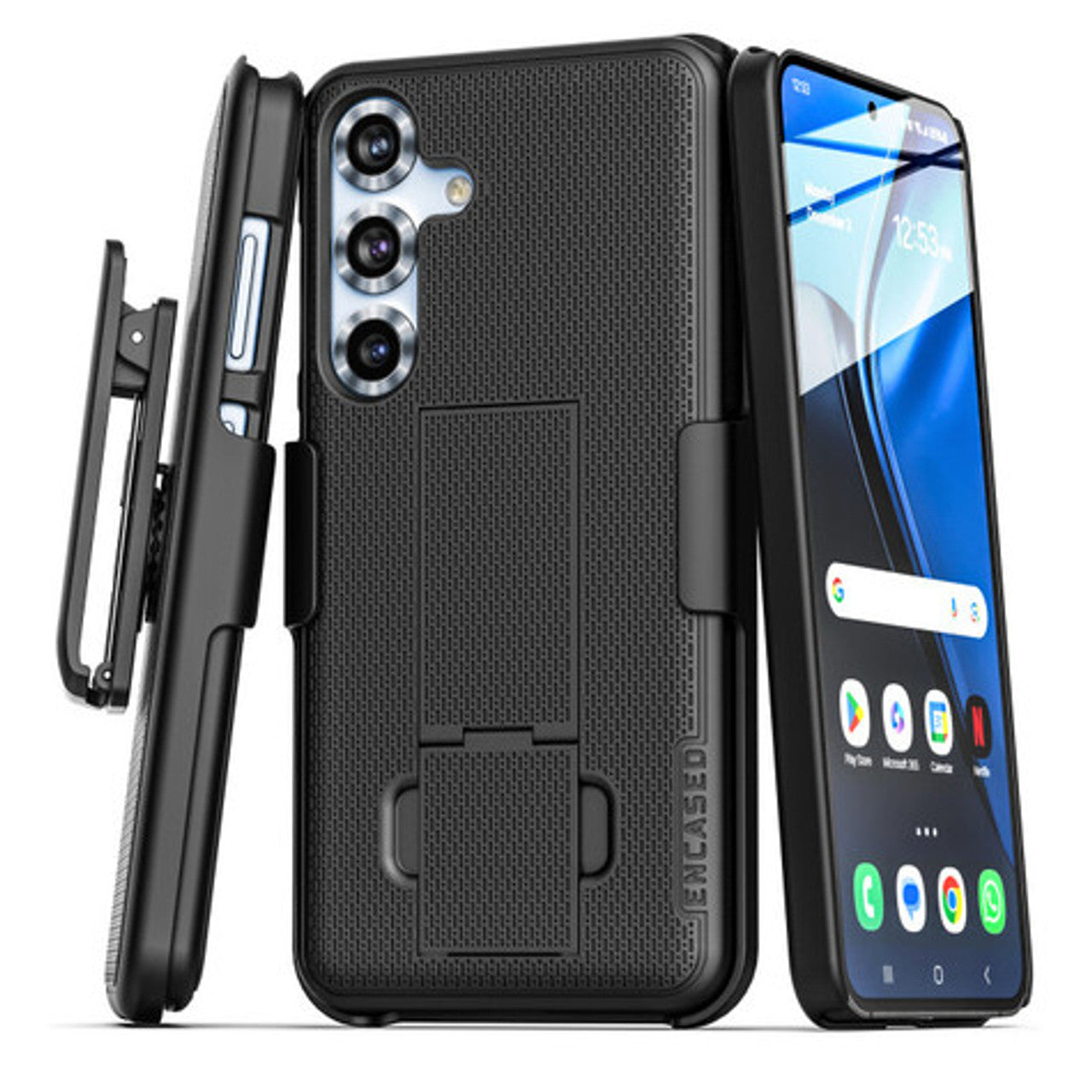 Encased Duraclip Case Samsung Galaxy S24/S25 with Belt Clip Holster - Black