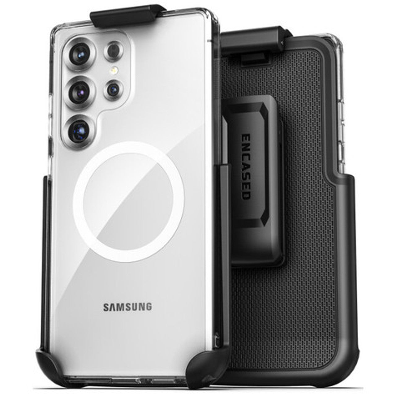 Encased Clear Back Case Samsung Galaxy S25 Ultra with Belt Clip Holster - Clear