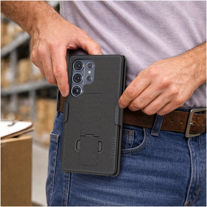 Encased DuraClip Case Samsung Galaxy S26 Ultra with Belt Clip Holster and Kickstand - Black