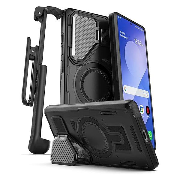 Encased Explorer Case Samsung Galaxy S25 FE with Belt Clip Holster - Black