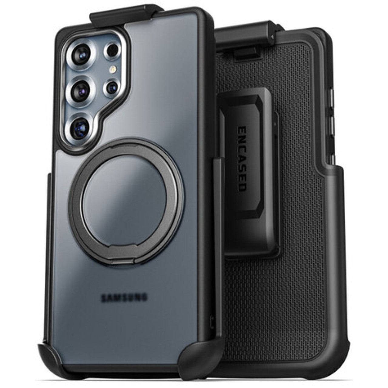 Encased Kickstand Case Samsung Galaxy S25 Ultra with Belt Clip Holster - Black