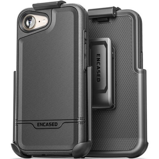 Encased Rebel Case iPhone 16e with Belt Clip Holster - Black