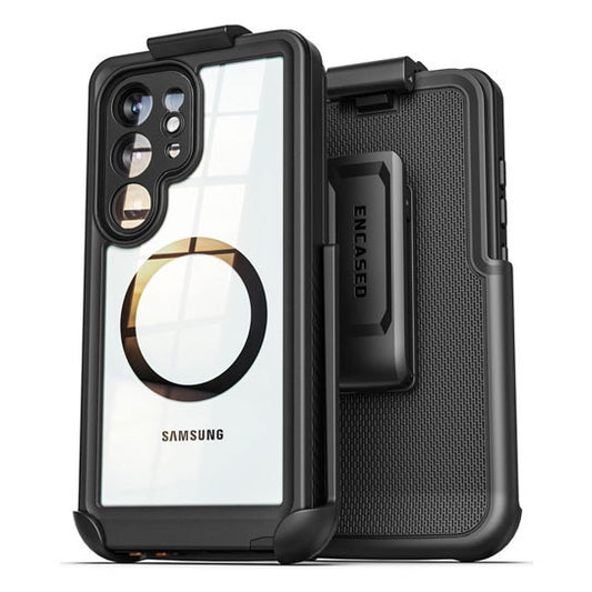 Encased Titan Waterproof Case Samsung Galaxy S26 Ultra with Belt Clip Holster - Clear/Black